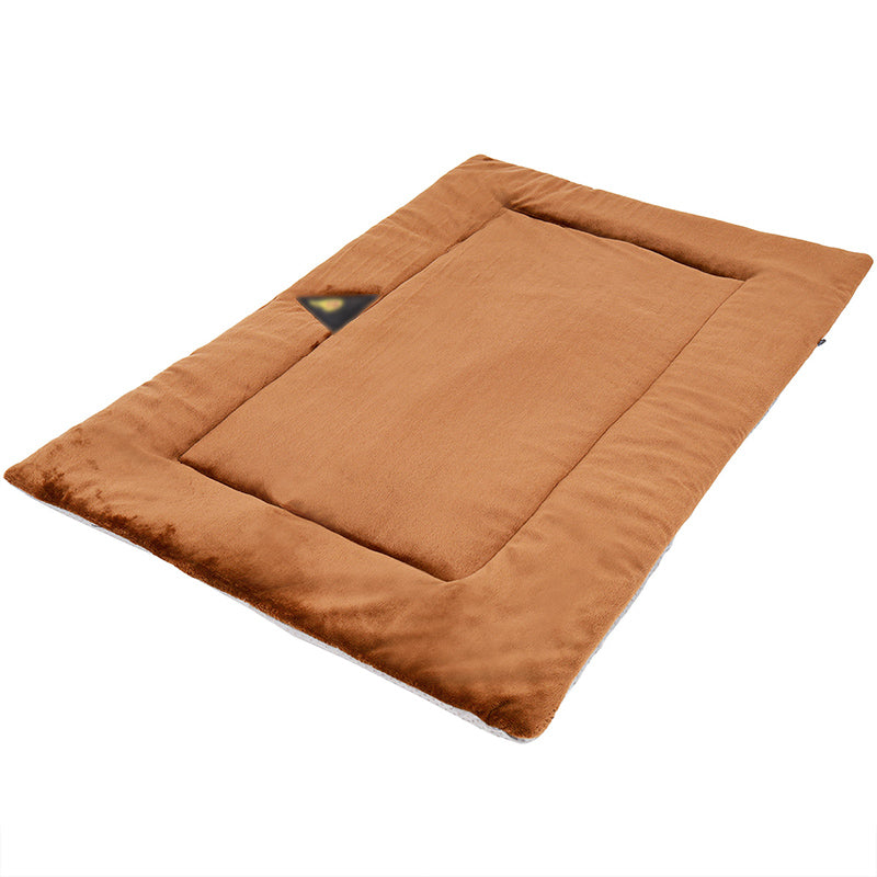 Brown self-warming pet mat, top view